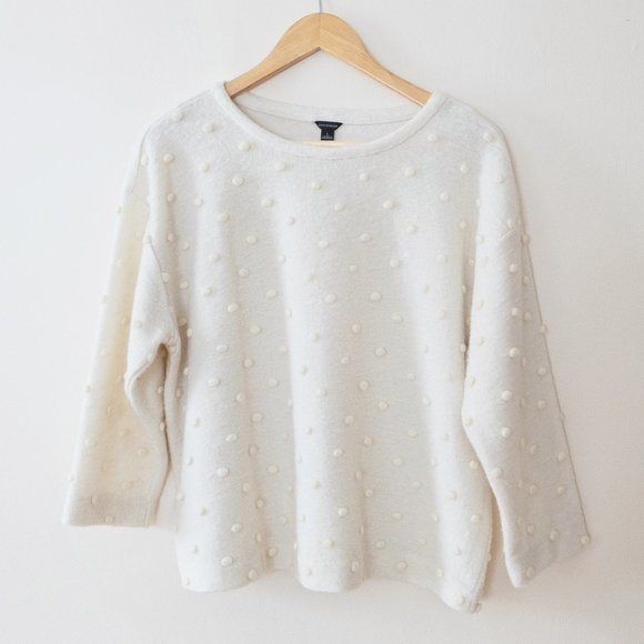 Ann Taylor Sweaters - ✨ Ann Taylor Cream Textured Polka Dot Sweater
